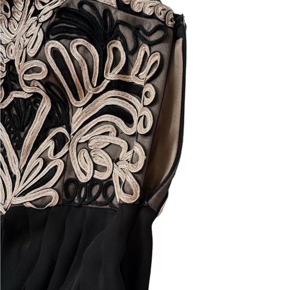 Sue Wong Demask Bateu Neckline Knee Length Black Cocktail Dress Sz 0 - Picture 8 of 10